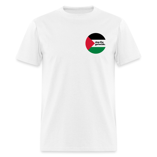 "stop the genocide." Unisex T-Shirt - white
