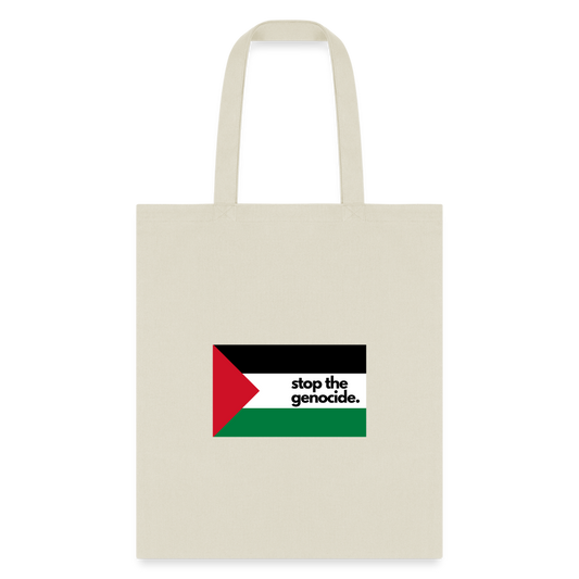 "stop the genocide." Tote Bag - natural